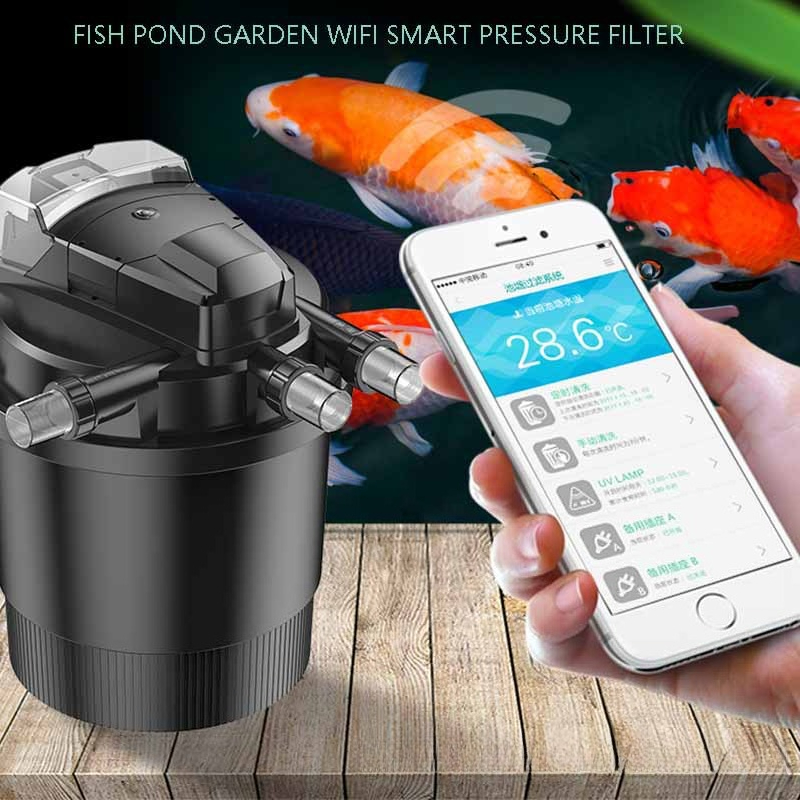 Smart Garden Water Features - เครื่องกรองบ่ออัตโนมัติอัจฉริยะ WiFi – ระบบกรองน้ำทำความสะอาดตัวเองสำหรับบ่อปลา น้ำพุในสวน และน้ำพุกลางแจ้ง