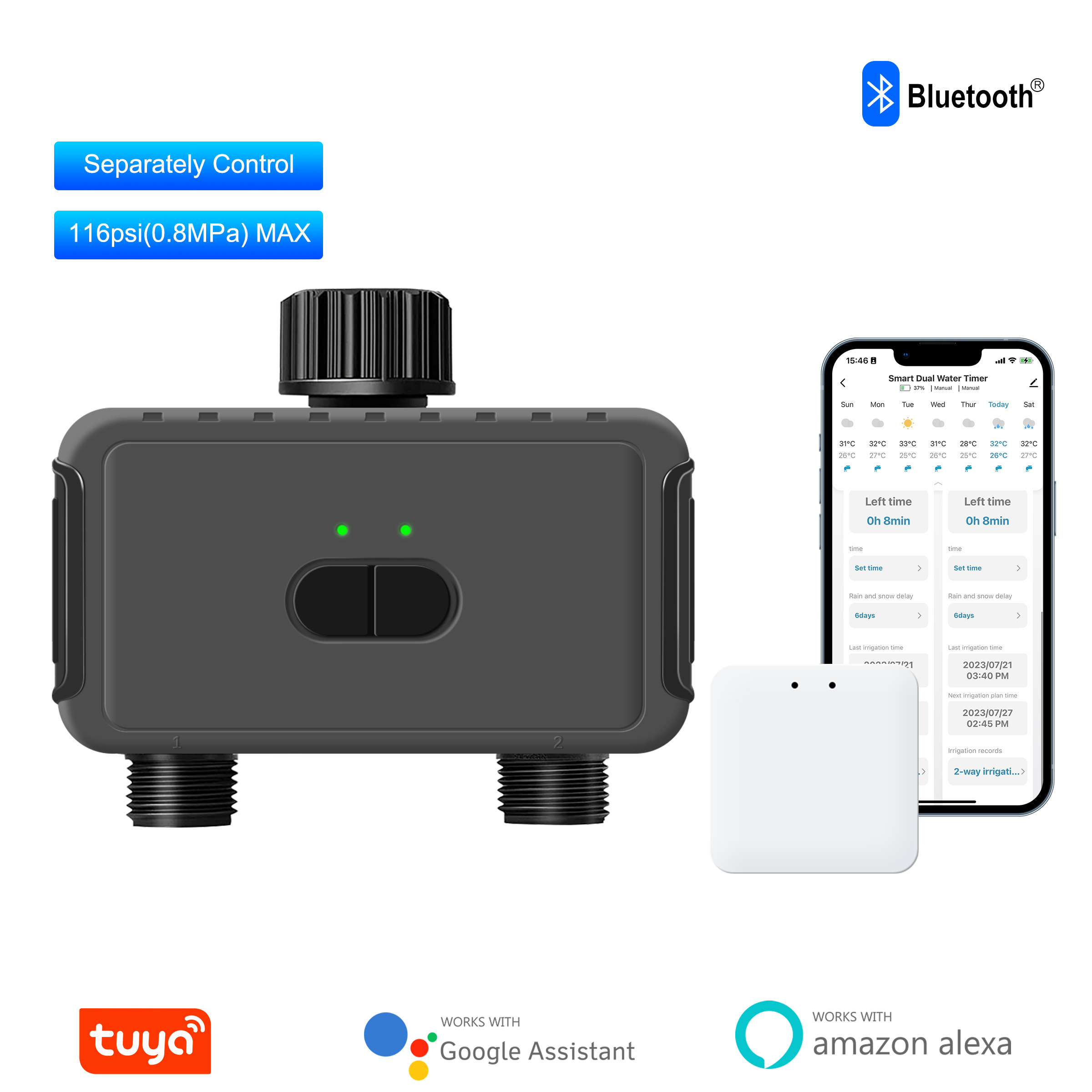 Smart Garden Water Features - KEMEK สมาร์ทโปรแกรมจับเวลาโรย 2 โซน Wifi สมาร์ทสวนน้ําจับเวลาสําหรับท่อก๊อกน้ําชลประทาน