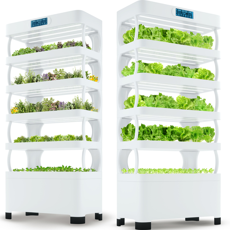 Smart Garden Vertical Planter - ชุดปลูกผักไฮโดรโปนิกส์ในบ้านขนาดเล็ก พร้อมไฟ LED อัจฉริยะสำหรับปลูกไมโครกรีน ระบบปลูกผักแนวตั้ง